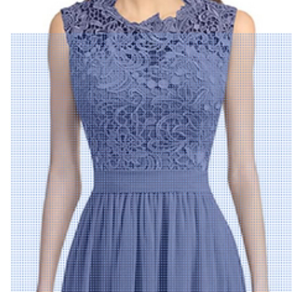 Women's A-line Lace Top Chiffon Bottom Wedding Party Bridesmaid Dress Long